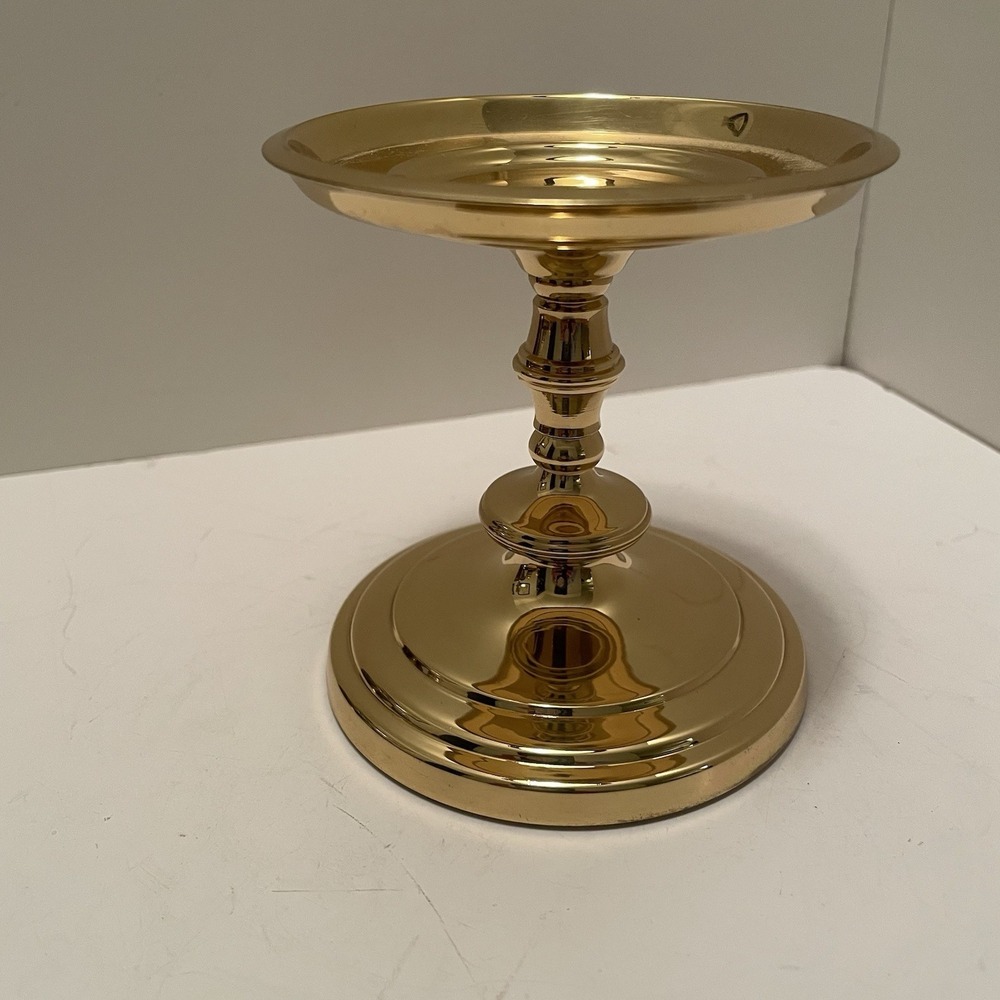 Vintage PartyLite Falmouth 3.75" Brass Pillar Candle Holder - Retired J3022